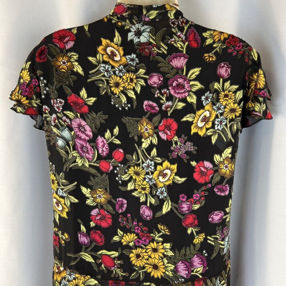 NEW Alice + Olivia Moore Western Floral Tie Neck Layered Dress $440 - Picture 7 of 13